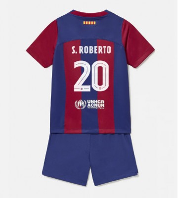 Lacne Dětský Futbalové dres Barcelona Sergi Roberto #20 2023-24 Krátky Rukáv - Domáci (+ trenírky)